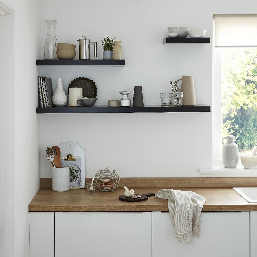 Polita GOODHOME Cusko, melamina, 23.5 x 60 x 3.8 cm, negru