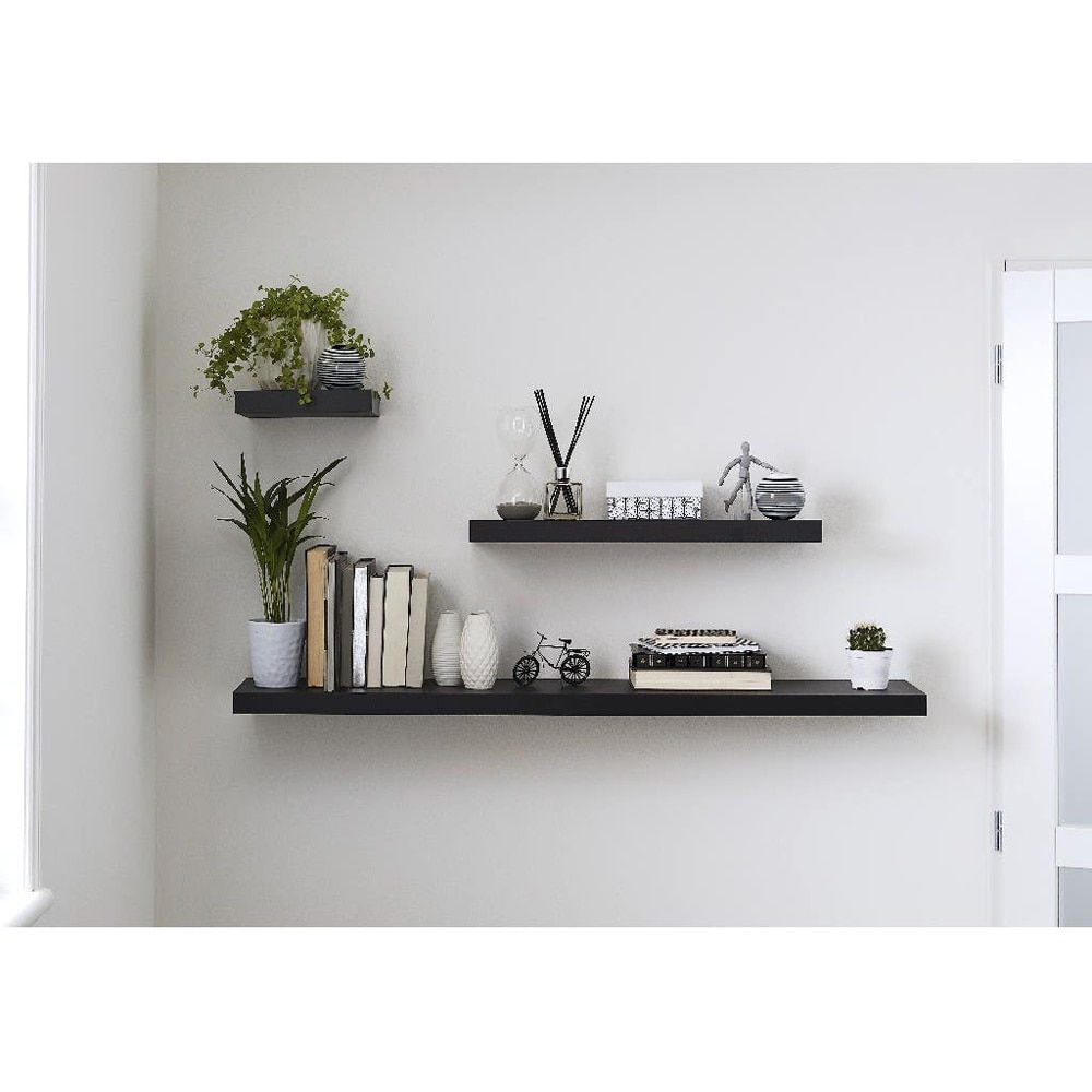 Polita GOODHOME Cusko, melamina, 23.5 x 60 x 3.8 cm, negru