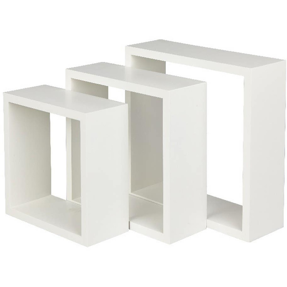 Raft suspendat GOODHOME Deco Rigga, MDF, 3 bucati, alb