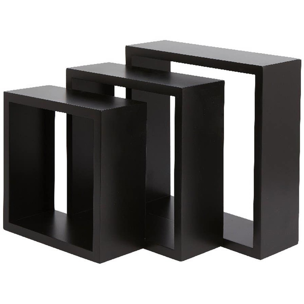 Raft suspendat GOODHOME Deco Rigga, MDF, 3 bucati, negru