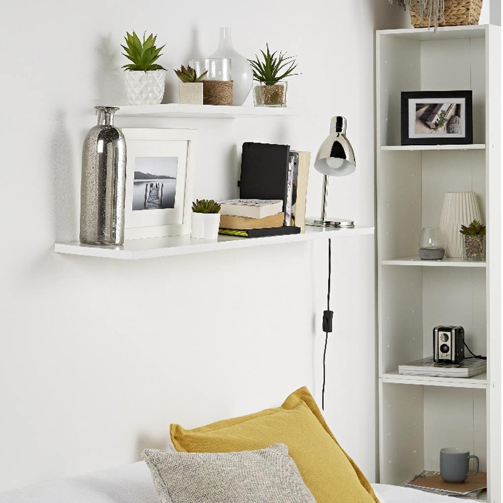 Polita GOODHOME Rigga, melamina, 118 x 19 x 1.8 cm, alb