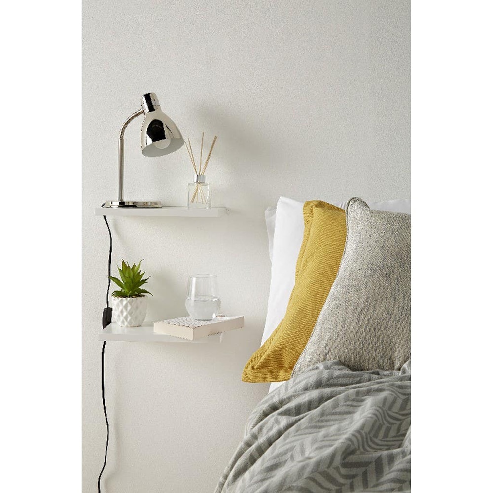 Polita GOODHOME Rigga, melamina, 30 x 19 x 1.8 cm, alb