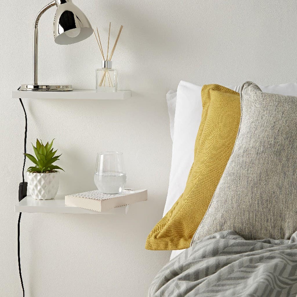 Polita GOODHOME Rigga, melamina, 30 x 19 x 1.8 cm, alb