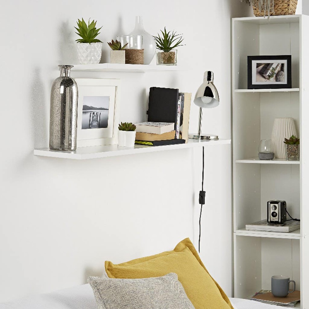 Polita GOODHOME Rigga, melamina, 60 x 19 x 1.8 cm, alb