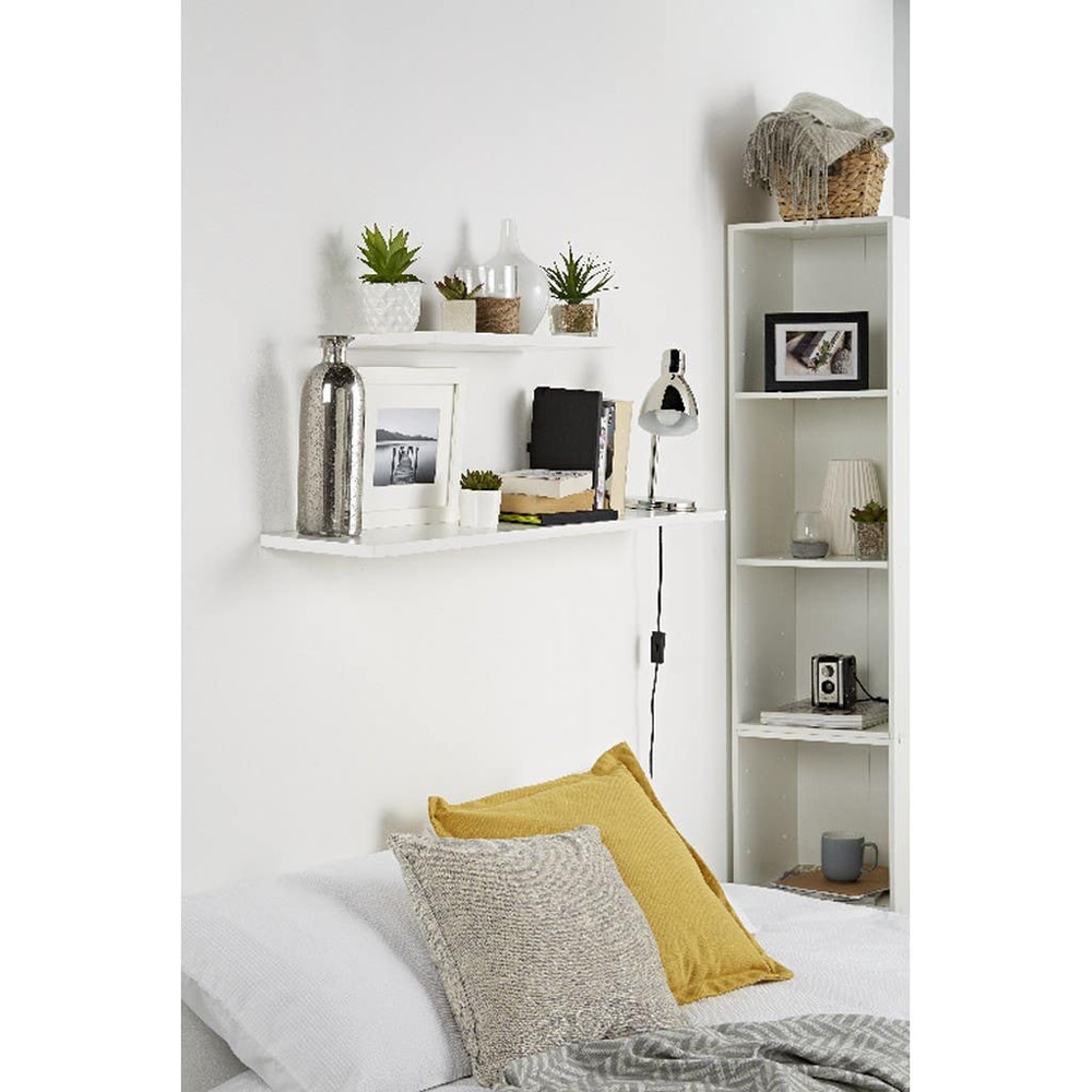 Polita GOODHOME Rigga, melamina, 60 x 19 x 1.8 cm, alb