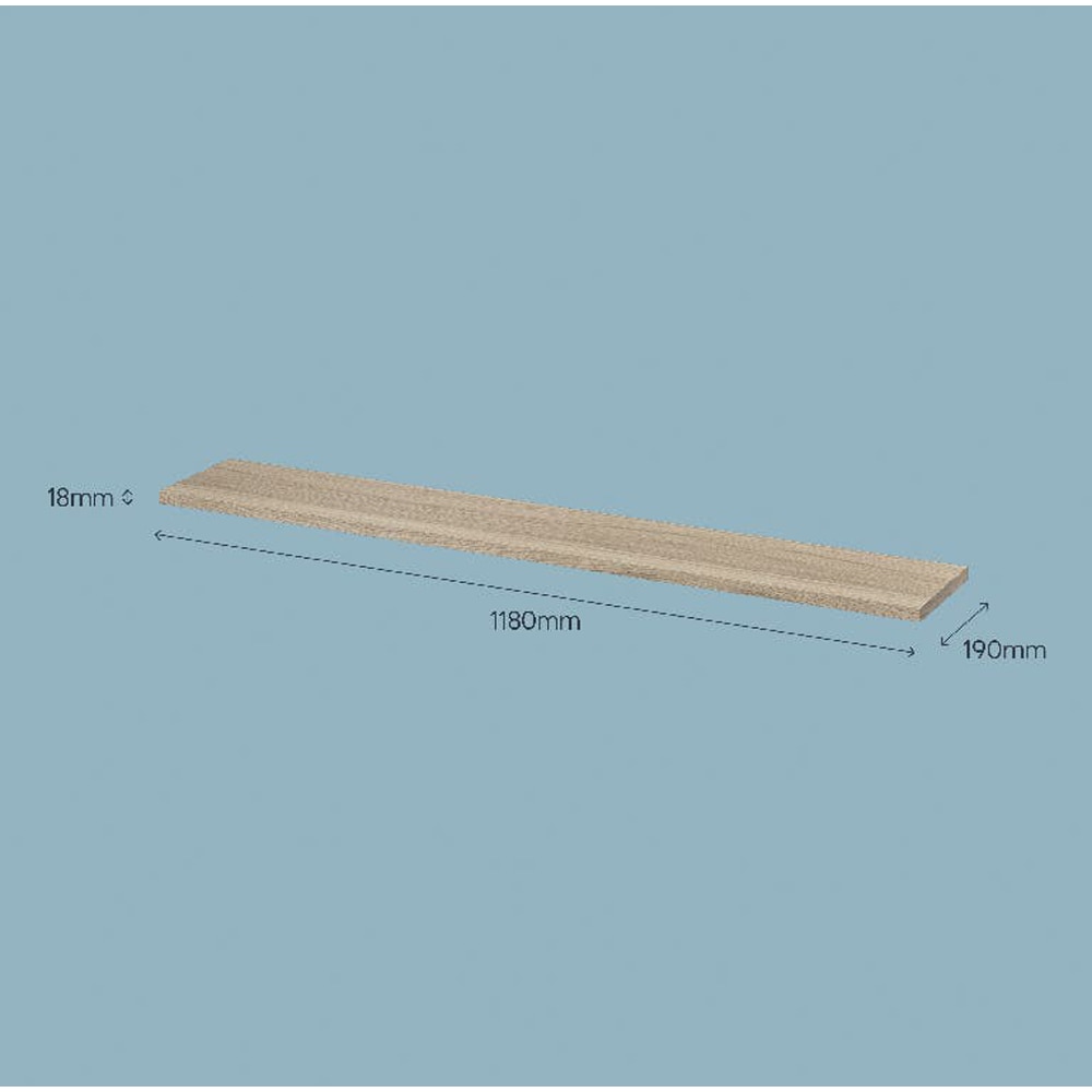 Polita GOODHOME Rigga, melamina, 118 x 19 x 1.8 cm, stejar