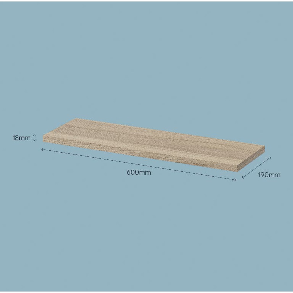 Polita GOODHOME Rigga, melamina, 19 x 60 x 1.8 cm, stejar