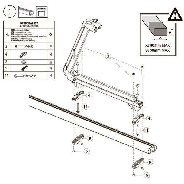 Kit prindere suport auto ski/snowboard MENABO Iceberg