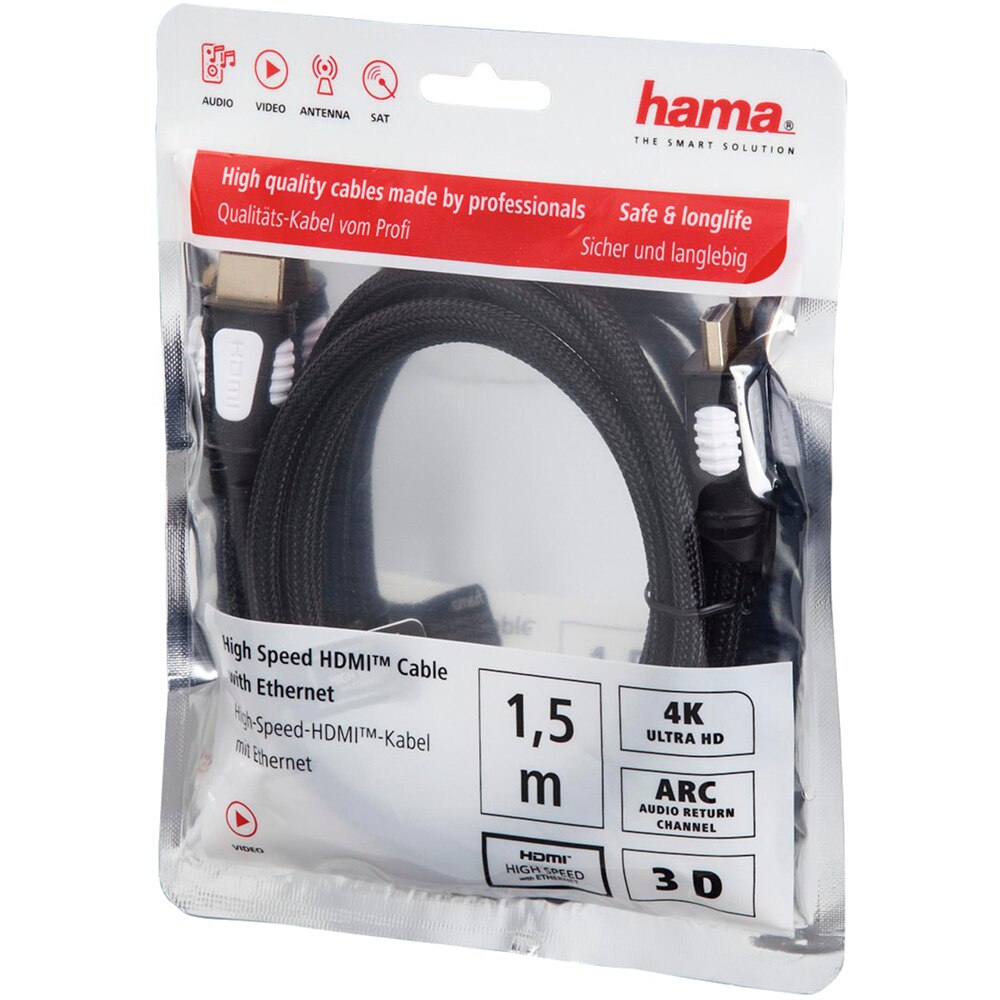 Cablu HDMI HAMA 56576, 1.5m, placat cu aur, negru