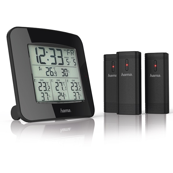 Statie meteo HAMA EWS-TRIO, 3 senzori, negru