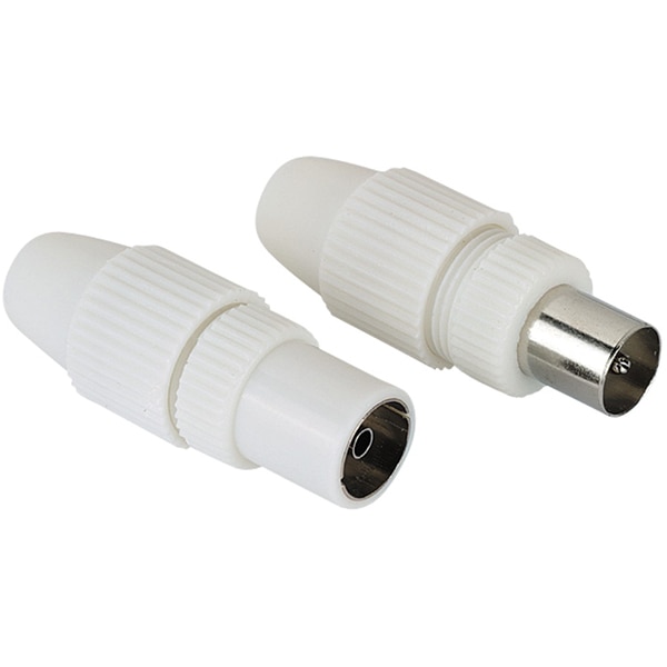 Conectori antena Coaxial Stecker - Priza HAMA 205212, 2 bucati, alb