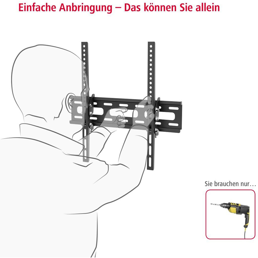 Suport TV perete HAMA 220808, reglabil, 32-75", 40kg, negru