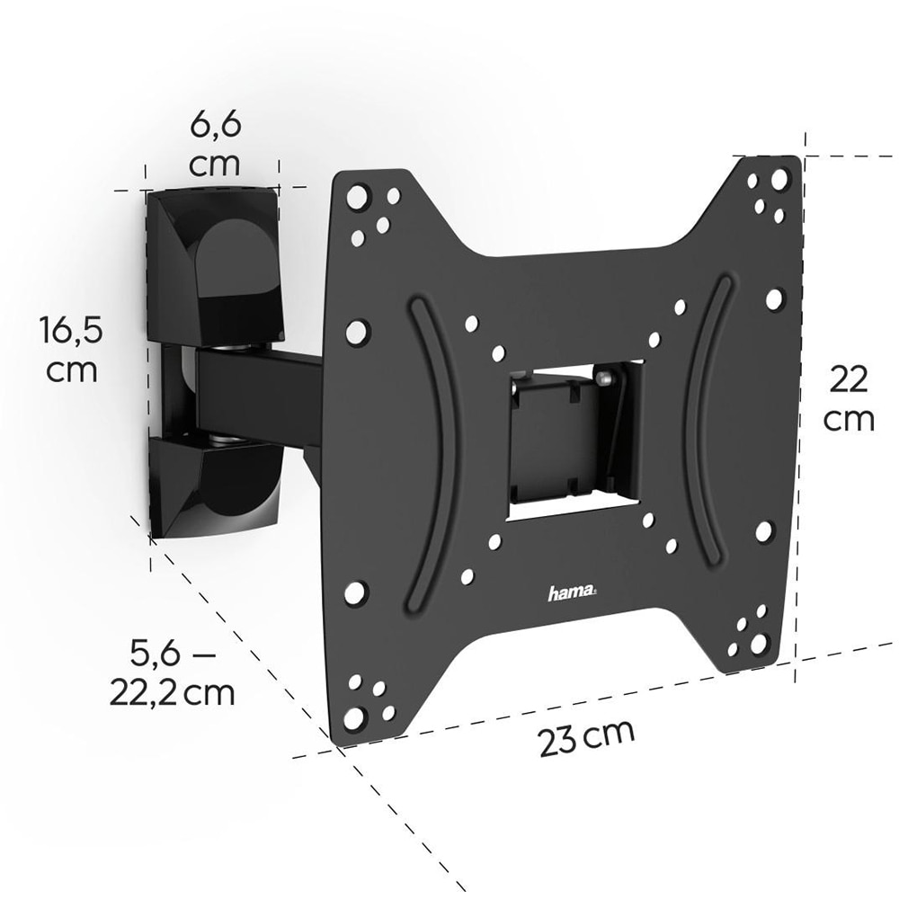 Suport TV perete HAMA 220821, reglabil, 19-48", 20kg, negru