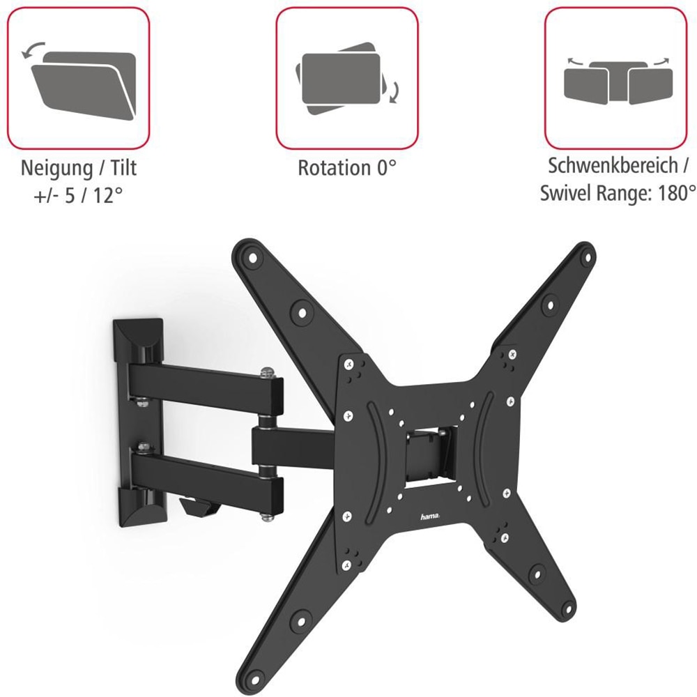 Suport TV perete HAMA 220824, Mobil, 32-65", 25kg, negru
