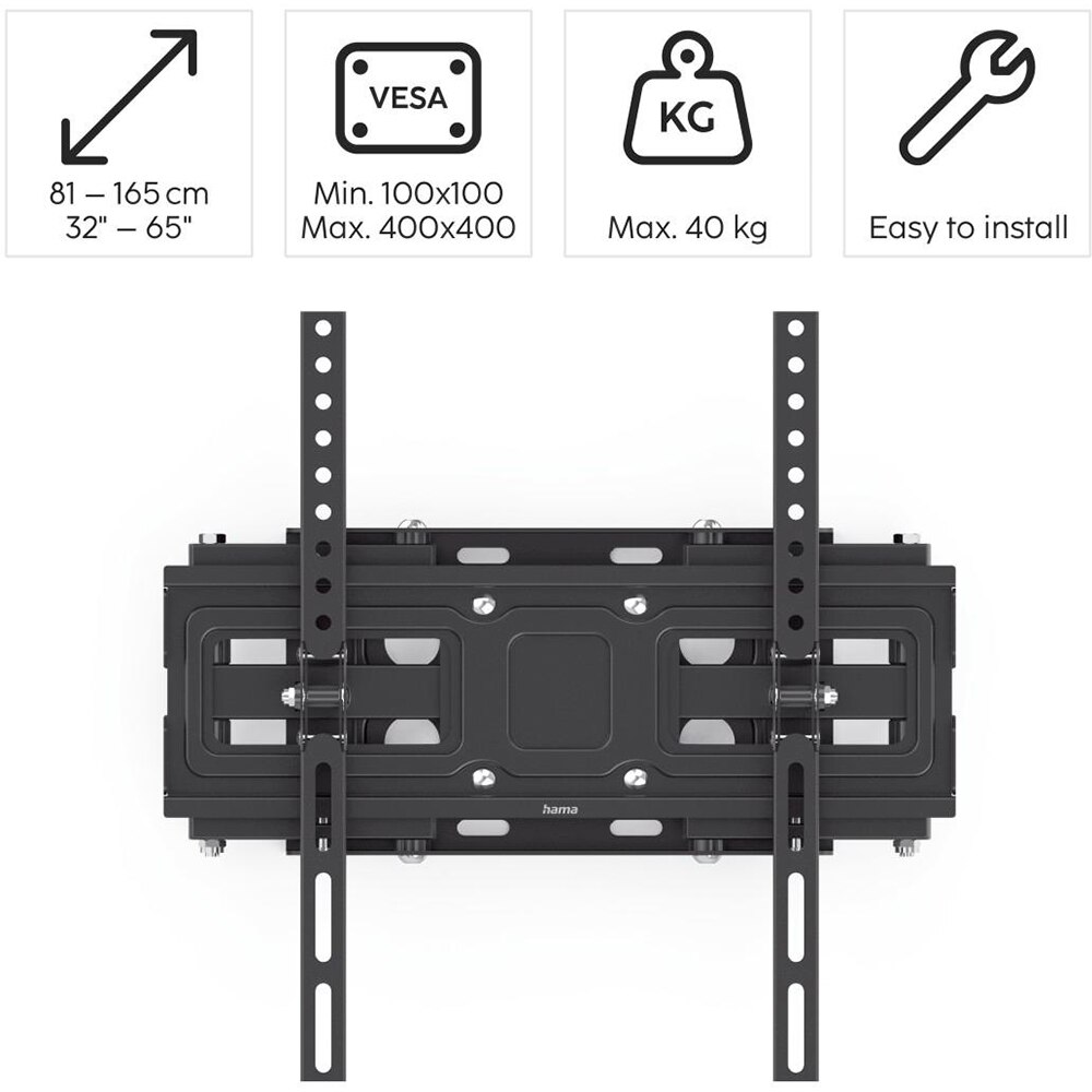 Suport TV perete HAMA 220830, reglabil, 32-65", 40kg, negru