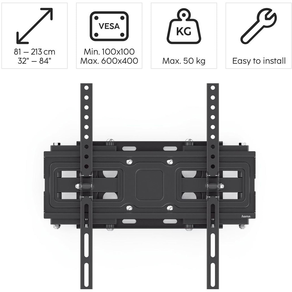 Suport TV perete HAMA 220831, Mobil, 32-84", 50kg, negru