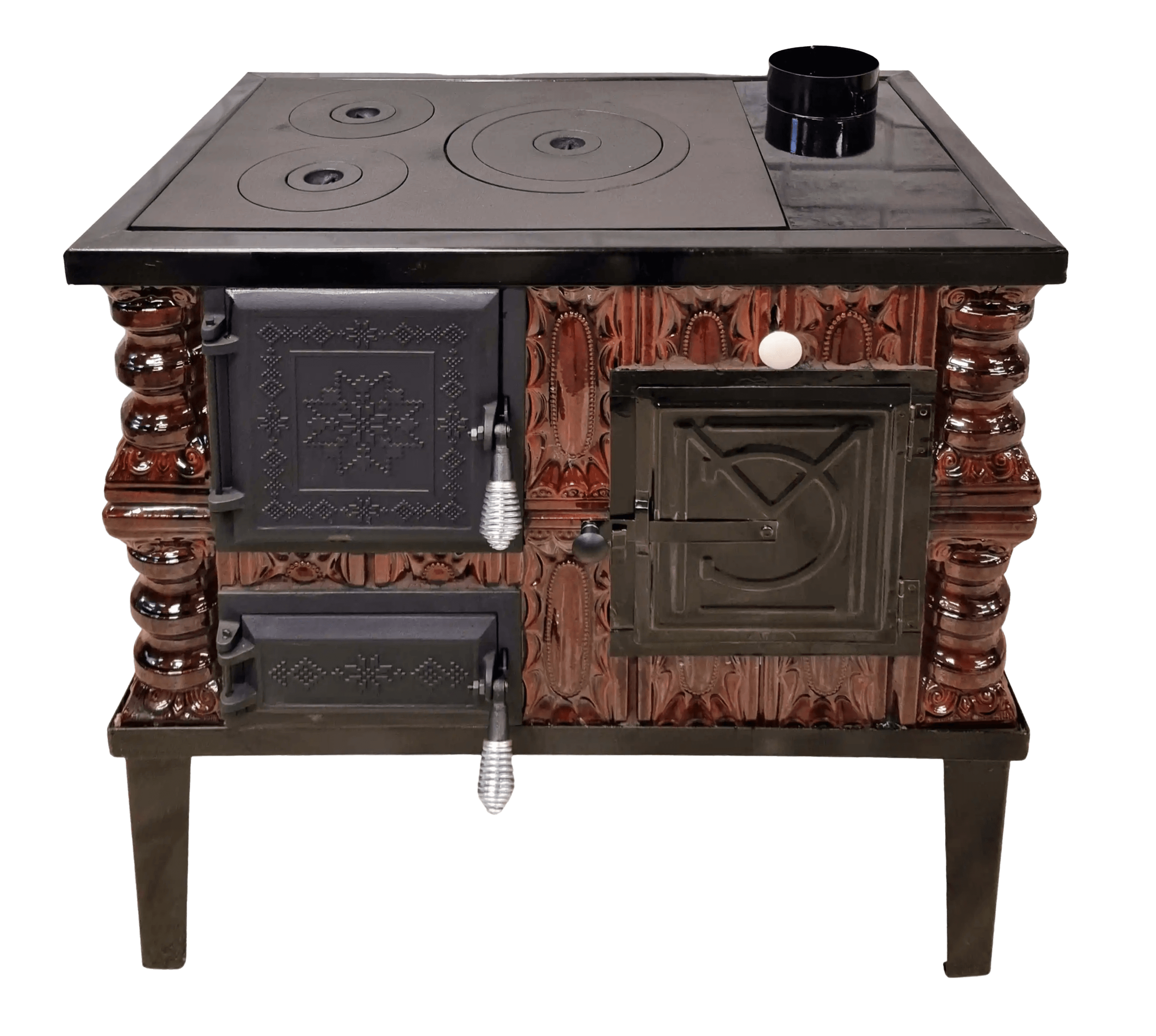 Soba teracota cu plita de gatit, 2 randuri, evacuare fum dreapta