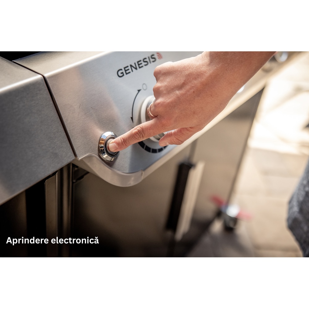 Gratar pe gaz WEBER Genesis E-415, regulator, 4 arzatoare, negru