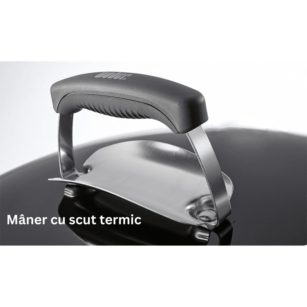 Gratar carbune WEBER Kettle Original, 47cm,1 suprafata, 2 role, negru