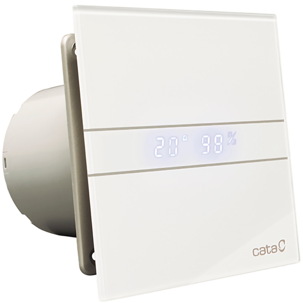 Ventilator baie cu afisaj CATA E-100 GTH, 8 W, 98 mm, alb