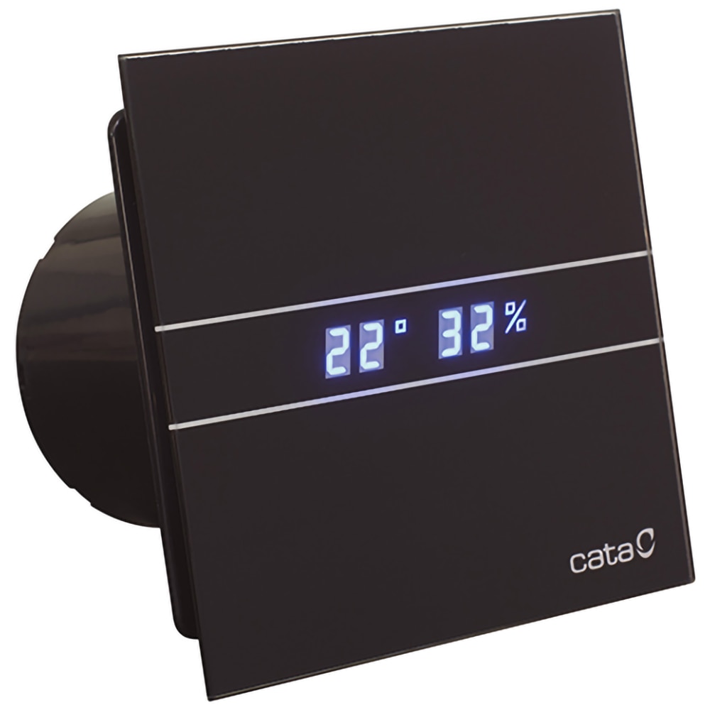Ventilator baie cu afisaj CATA E-100 GTH, 8 W, 98 mm, negru