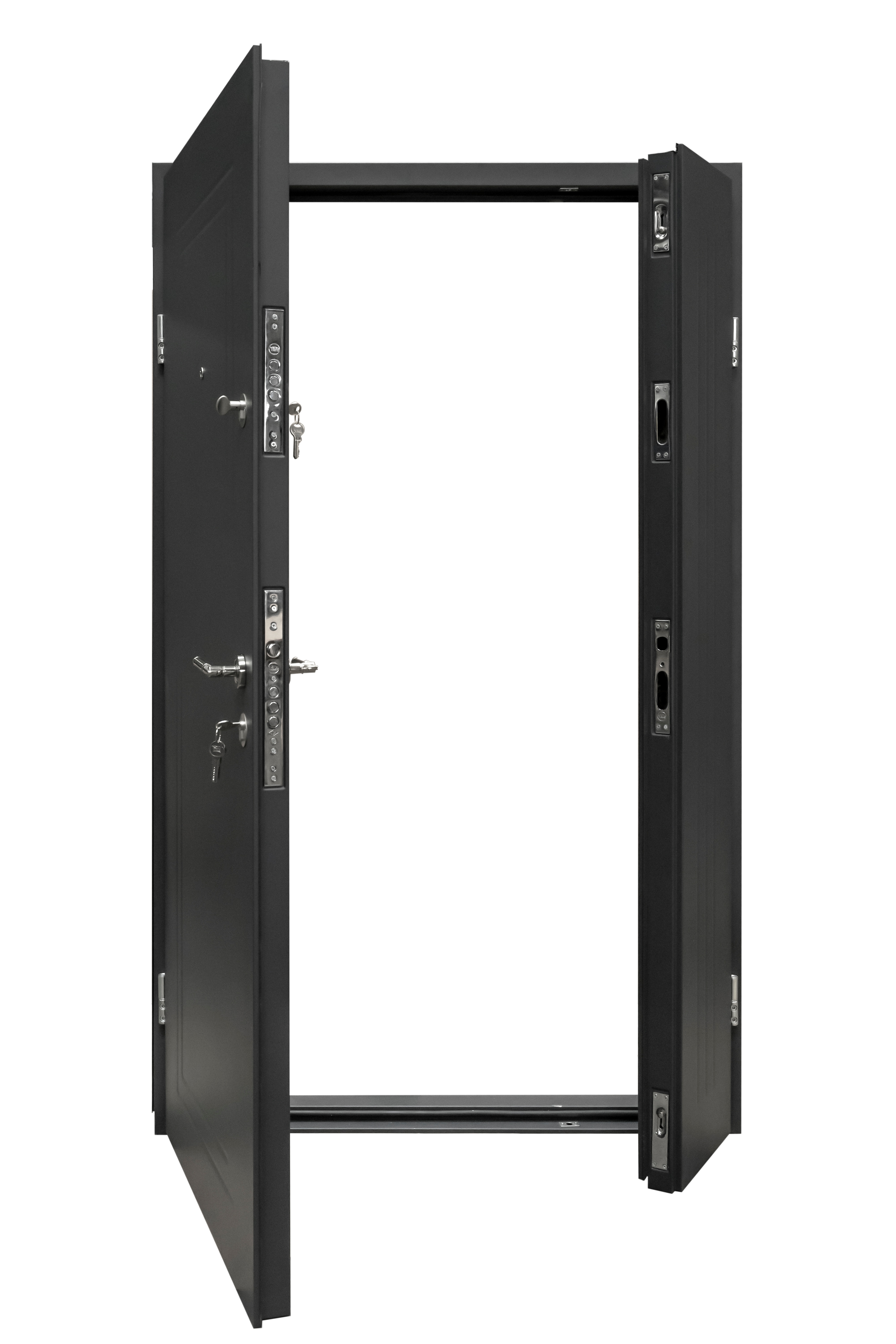 Usa de exterior pentru casa, metalica, antracit, fara geam, dreapta, dubla deschidere, 203 x 124,5 cm  FAM