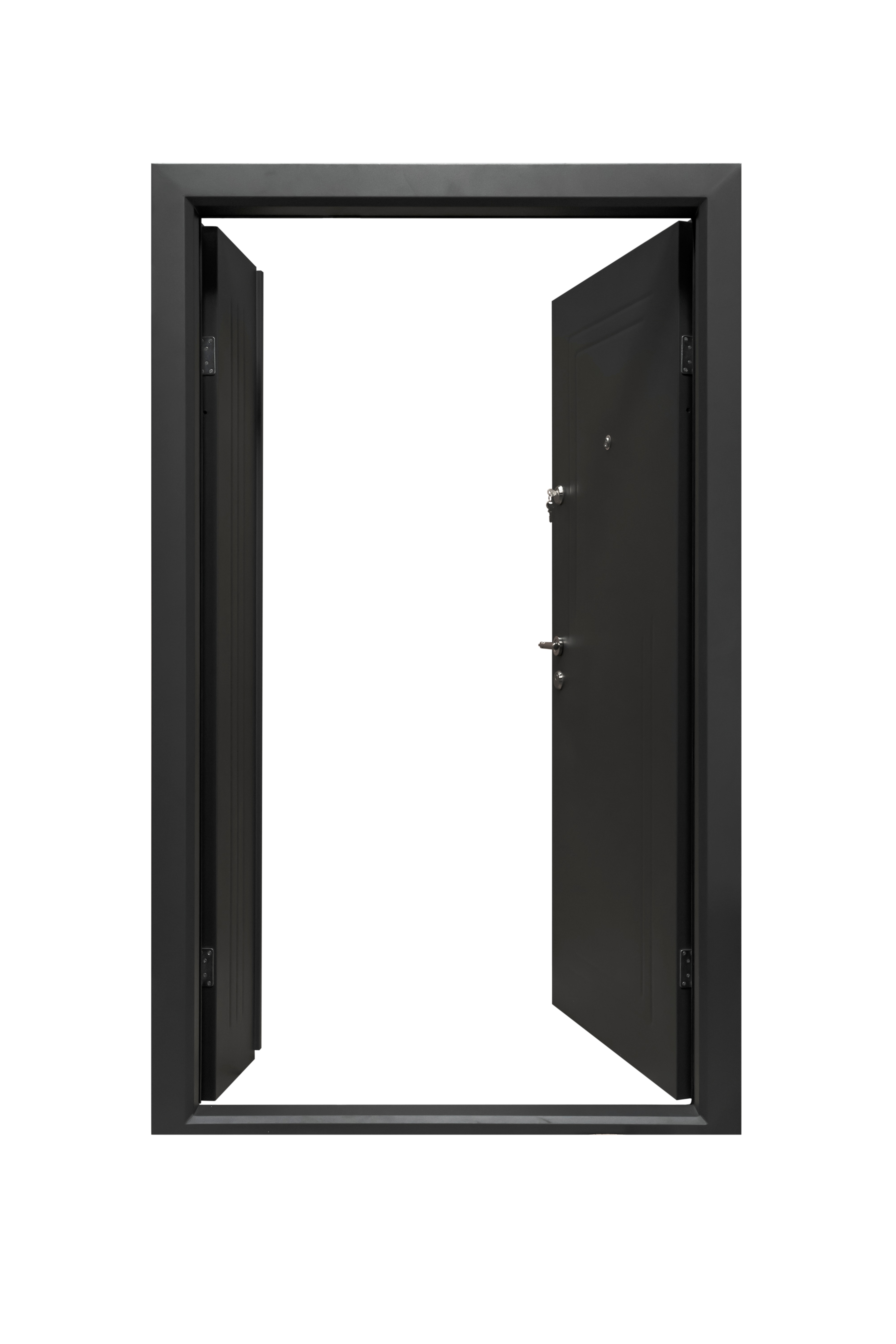 Usa de exterior pentru casa, metalica, antracit, fara geam, dreapta, dubla deschidere, 203 x 124,5 cm  FAM