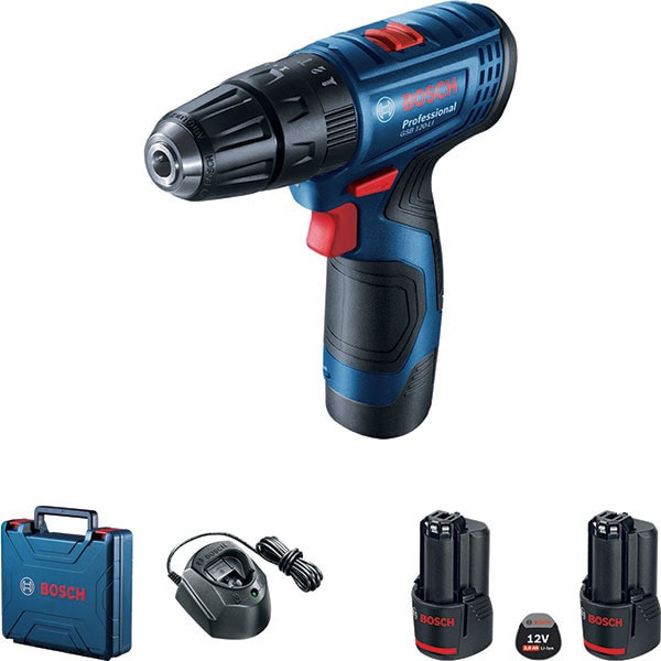 Masina de gaurit si insurubat (bormasina) BOSCH Professional GSR 120-Li 06019G8000, 12V, 1500RPM, 2 acumulatori 2Ah, valiza transport