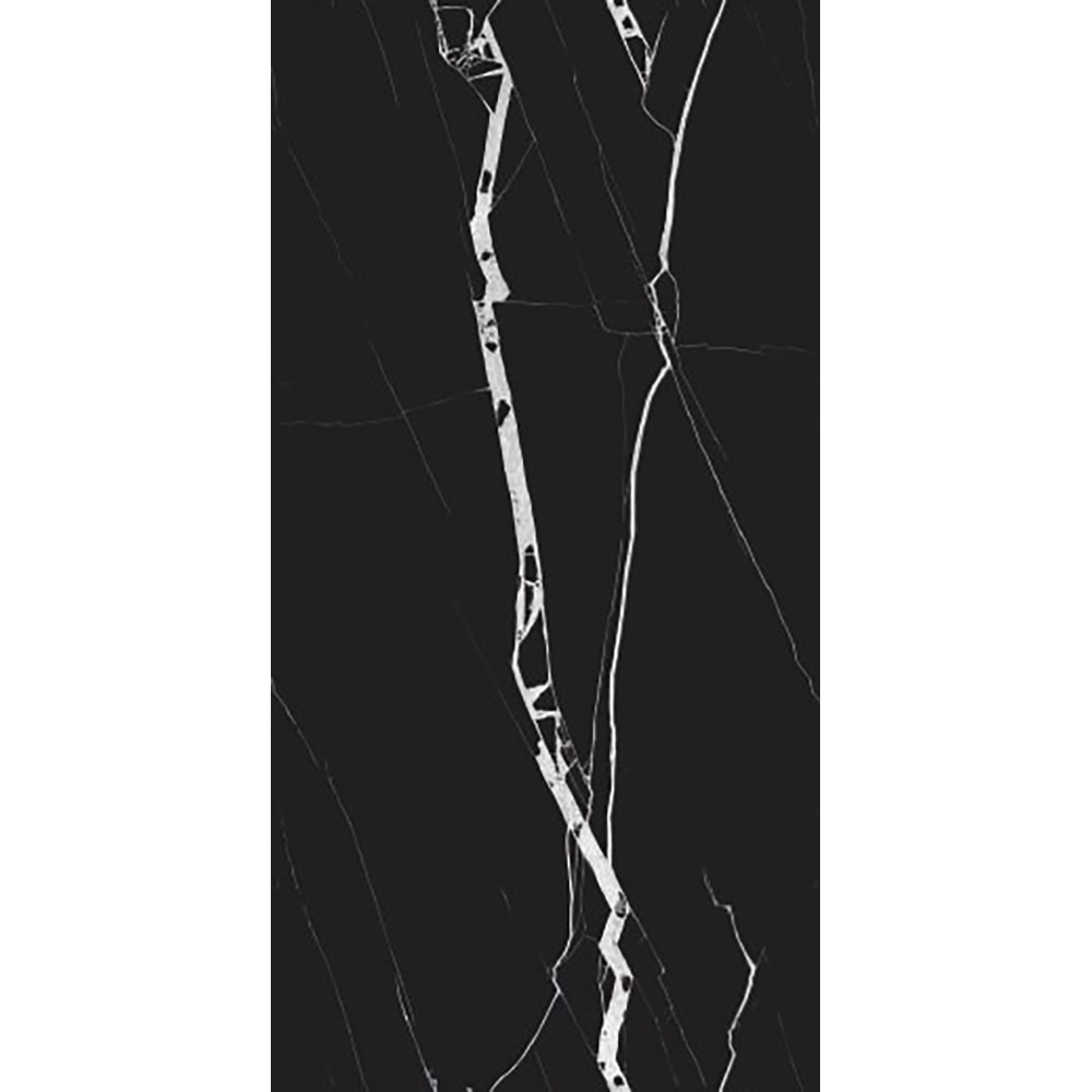 Gresie interior/exterior Merita Black, negru/alb lucios, 60 x 120 cm, 9 mm, 1.44 m2/cutie