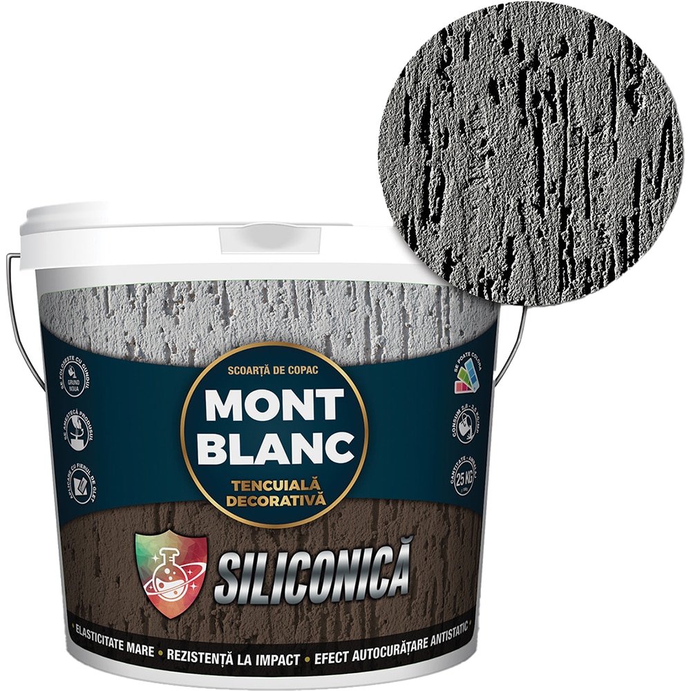 Tencuiala siliconica striata Mont Blanc, gri inchis, 2 mm, 25 kg