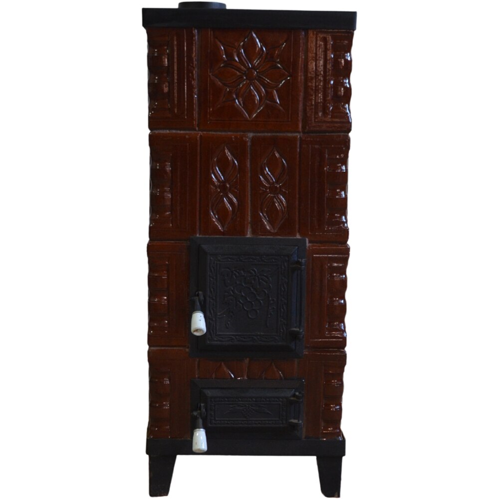 Soba teracota Chiara, 4 randuri + plita, 8kW, 45 x 45 x 120 cm, maro