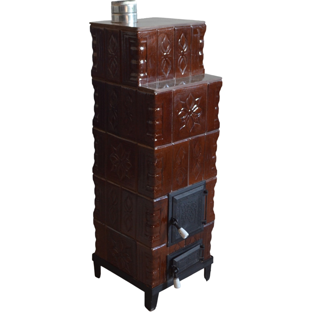 Soba teracota Zvetlana, 5 randuri, 9 kW, evacuare stanga, 45 x 45 x 140 cm, maro
