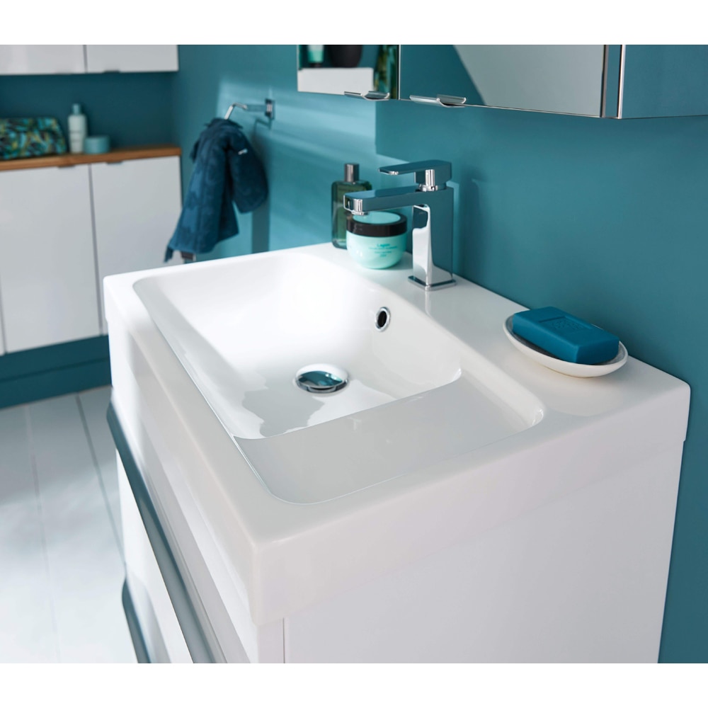 Lavoar pe blat GOODHOME Mila, rasina, 61.4 x 45.2 cm, alb lucios