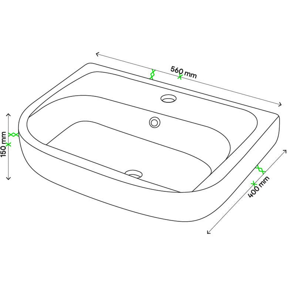 Lavoar pe blat GOODHOME Mila, rasina, 61.4 x 45.2 cm, alb lucios