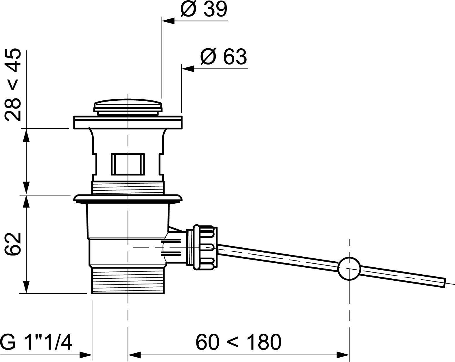 Ventil automat 1"1/4 pentru lavoar si bideu  Wirquin