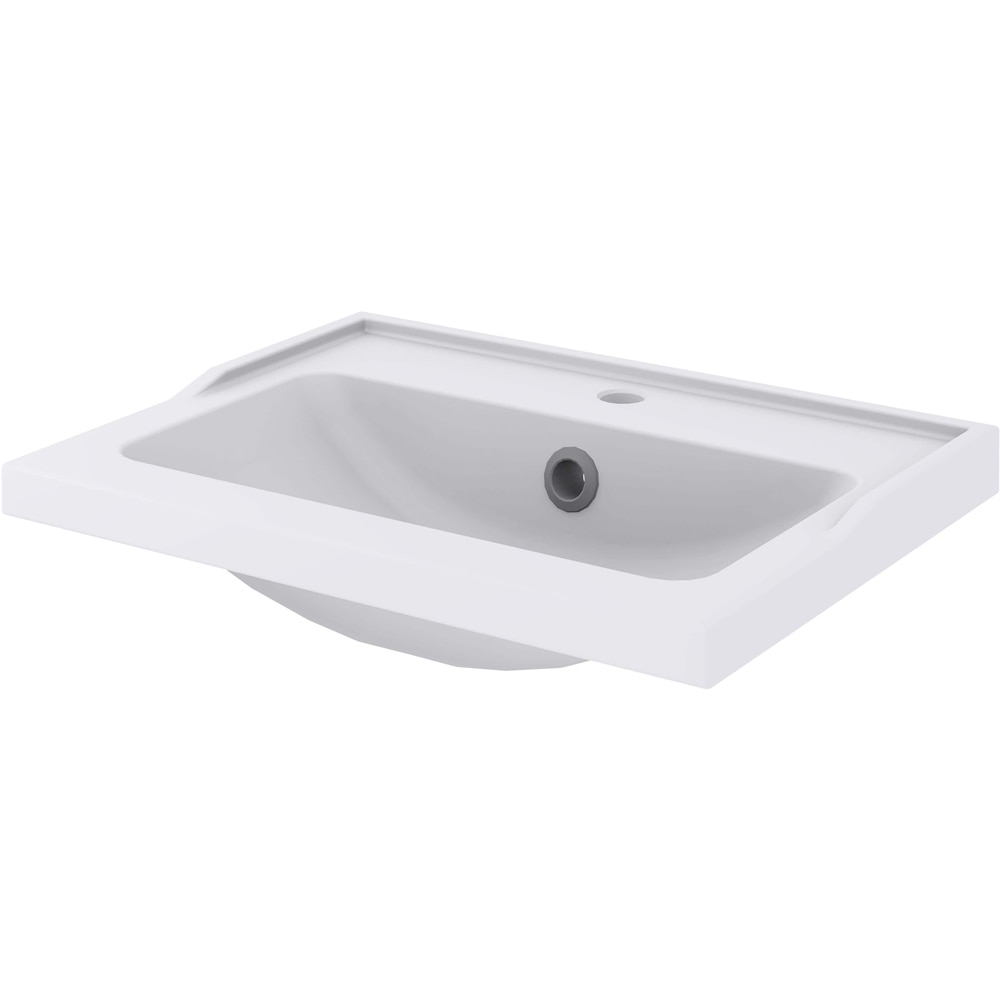 Lavoar pe blat GOODHOME Lana, ceramica, 61.4 x 45.5 cm, alb lucios