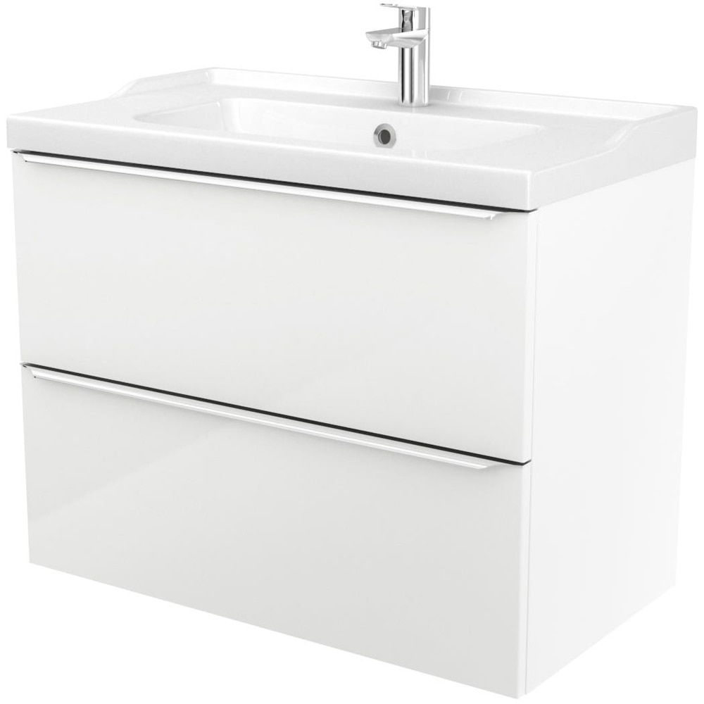 Lavoar pe blat GOODHOME Lana, ceramica, 80.4 x 45.5 cm, alb lucios