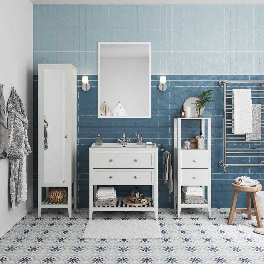 Lavoar pe blat GOODHOME Lana, ceramica, 80.4 x 45.5 cm, alb lucios