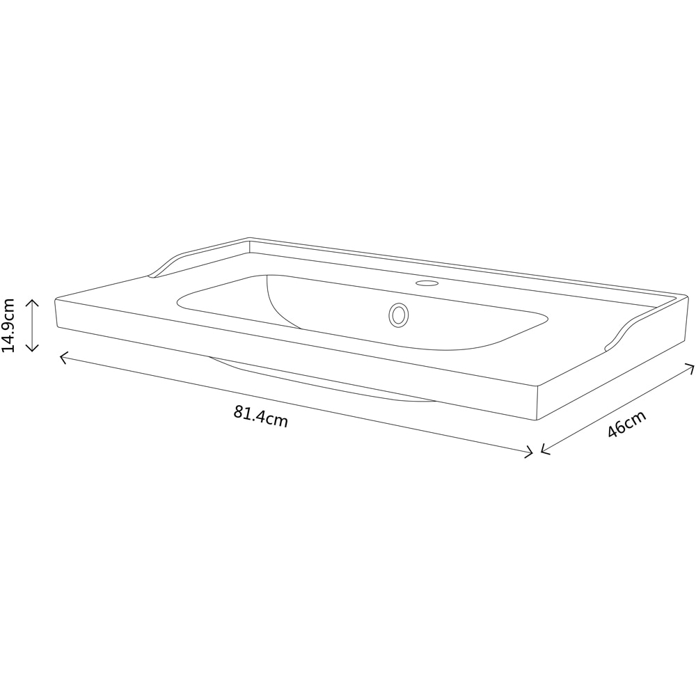 Lavoar pe blat GOODHOME Lana, ceramica, 80.4 x 45.5 cm, alb lucios