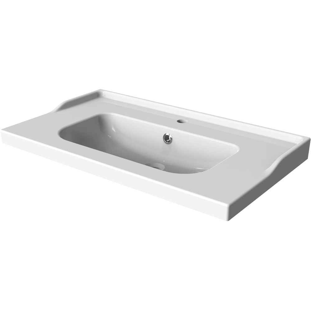 Lavoar pe blat GOODHOME Lana, ceramica, 80.4 x 45.5 cm, alb lucios