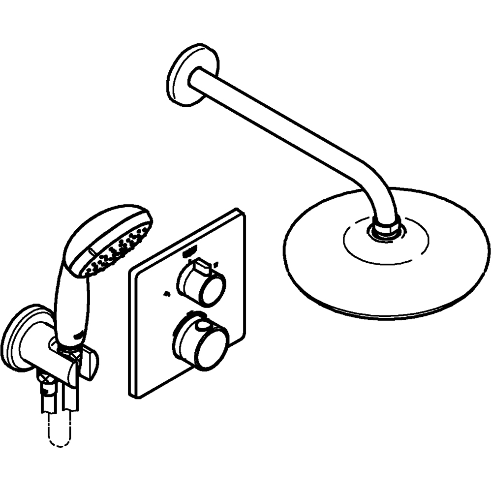 Sistem dus GROHE Grohtherm 210 34729000, termostat, 1 functie, crom