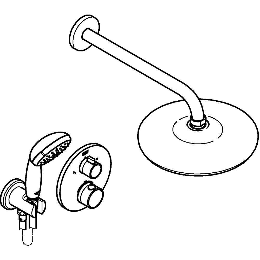 Sistem dus GROHE Grohtherm 34727000, termostat, 1 functie, crom