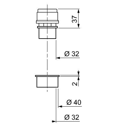 Piesa antivid dreapta, D 32 mm, cu lipire  Wirquin