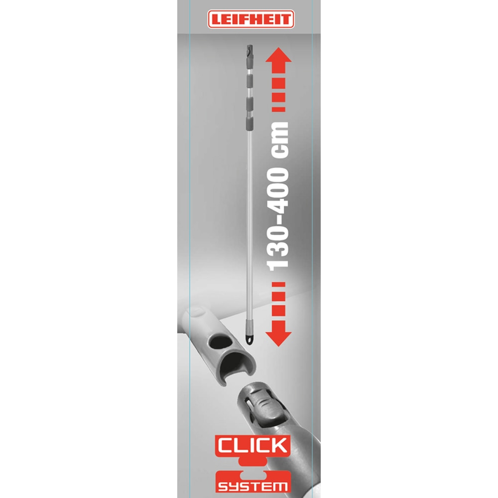 Coada telescopica LEIFHEIT 41523, 130-400 cm, click-system, argintiu-turcoaz