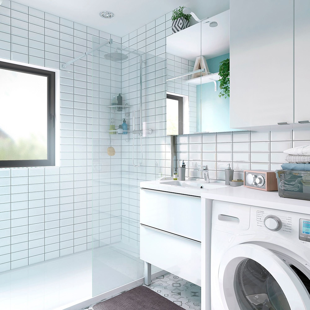 Dulap baie cu oglinda GOODHOME Imandra, 90 x 15 x 80 cm, alb