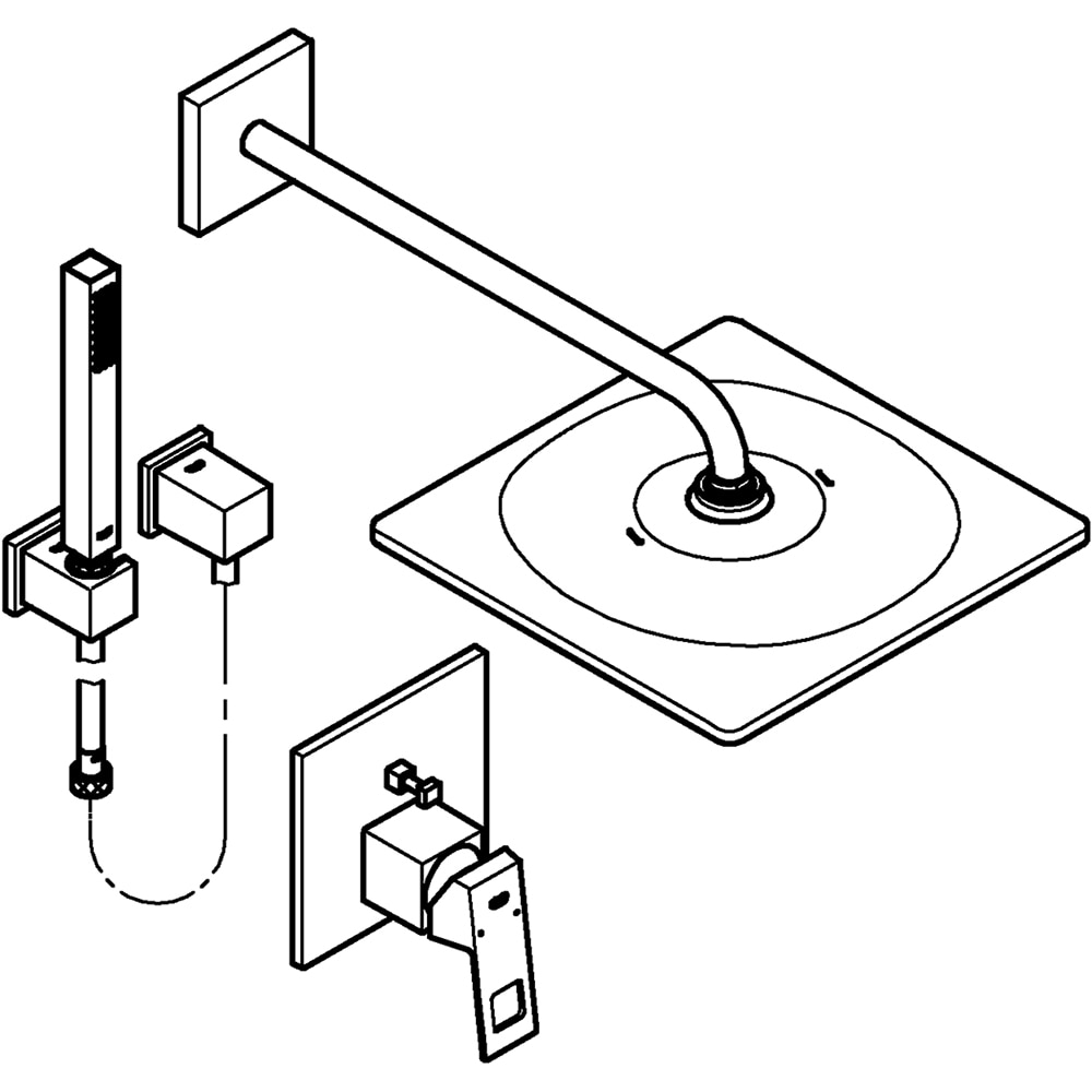 Sistem dus GROHE Eurocube Perfect 25238000, 1 functie, crom