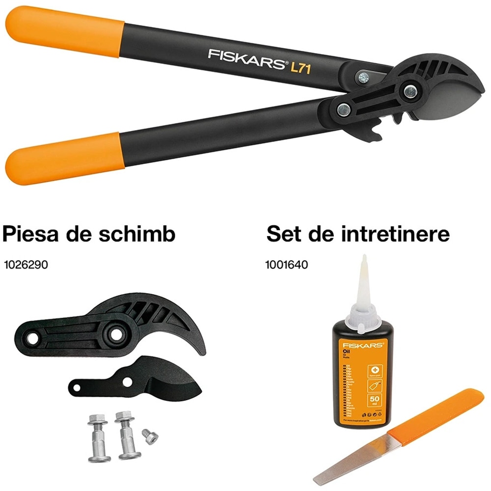 Foarfeca nicovala crengi FISKARS PowerGear II Amboss L71, 380mm, otel carbon