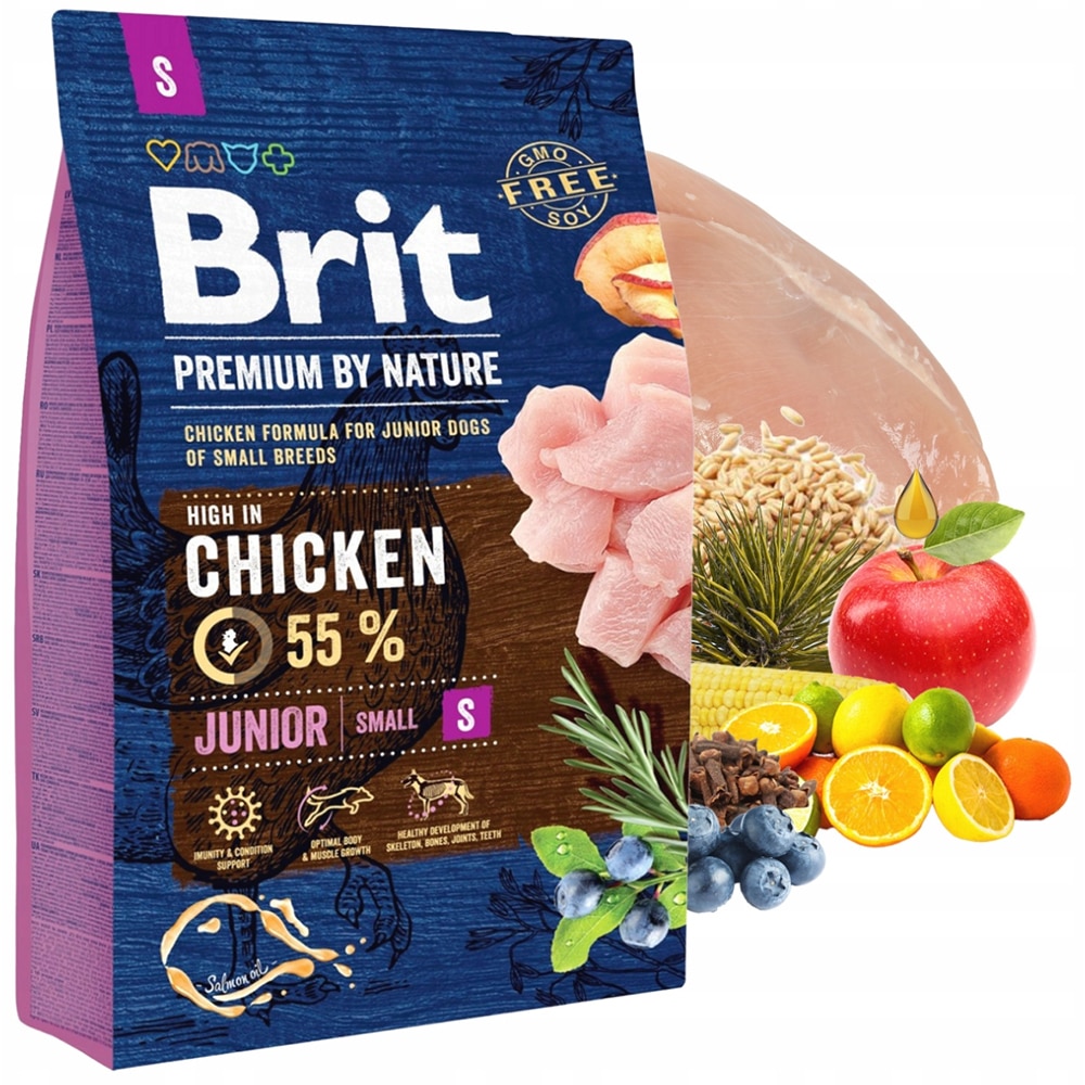 Hrana uscata pentru caini BRIT Premium by Nature Small, Junior, Pui, 3 kg