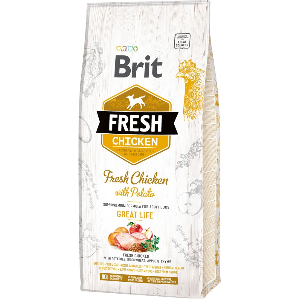 Hrana uscata pentru caini BRIT FRESH, Adult, Pui si Cartofi, 2.5 kg