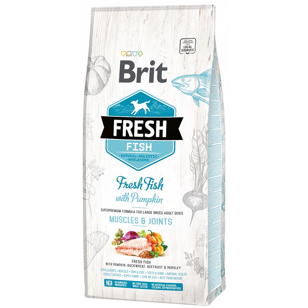 Hrana uscata pentru caini BRIT FRESH, Adult, Peste si Dovleac, 2.5 kg